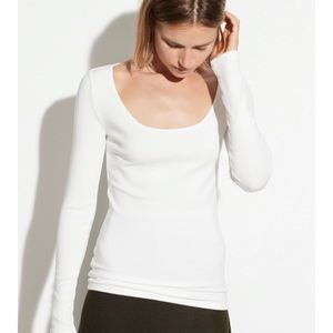 Vince Long Sleeve Rib Scoop Neck T Shirt NWOT